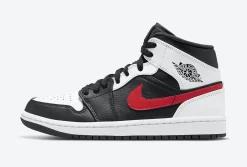 Air Jordan 1 Mid Black Chile Red White SKU-554724-075
