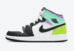 Air Jordan 1 Mid GS Pastel Black Toe SKU-554725-175