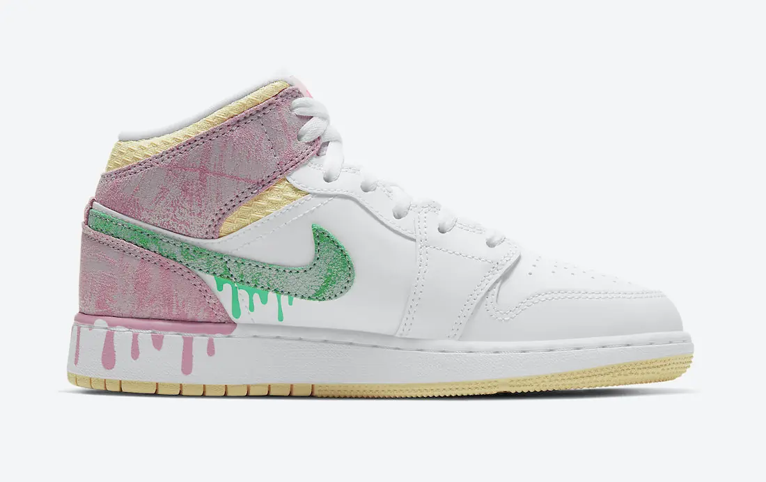 Air Jordan 1 Mid GS Vernice Drip SKU-DD1666-100(4)