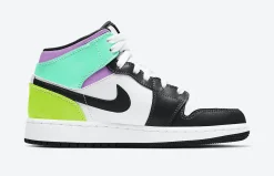 Air Jordan 1 Mid GS Punta nera pastello SKU-554725-175(2)