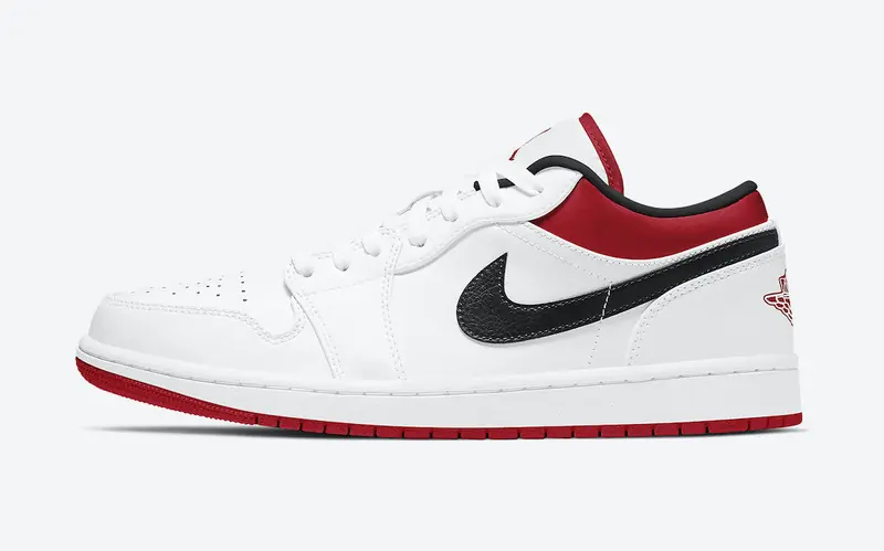 Air Jordan 1 Low Wit Universiteit Rood Zwart SKU-553558-118(1)